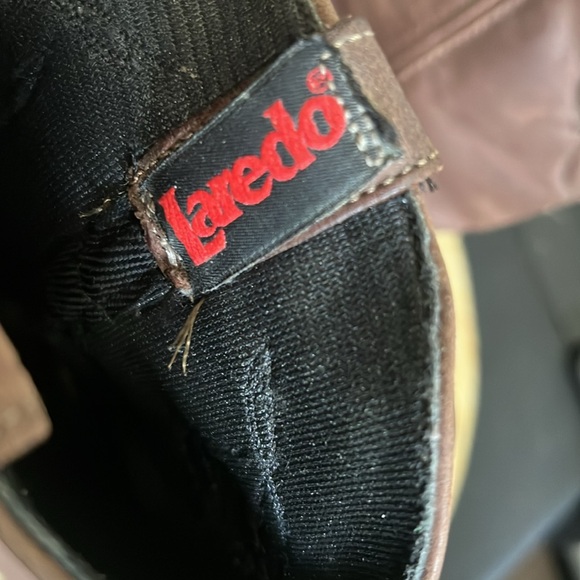 Laredo Nubtuck Leather Western Cowgirl Fringe Boots Size 8.5 - Picture 3 of 12